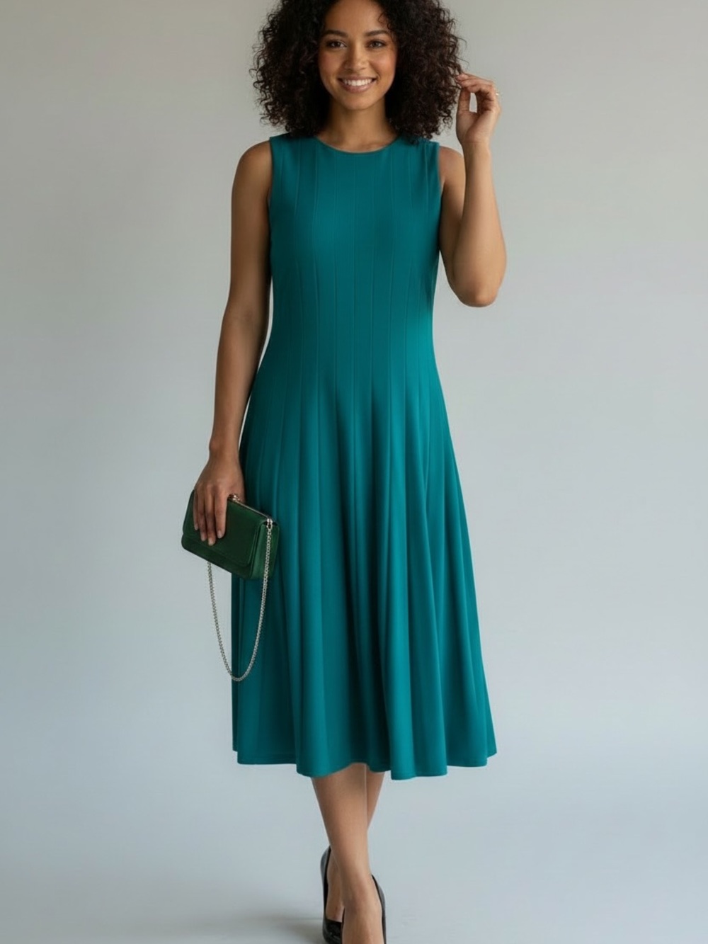 Frank Lyman Design Teal Pleated Fit & Flare Dress Size 8